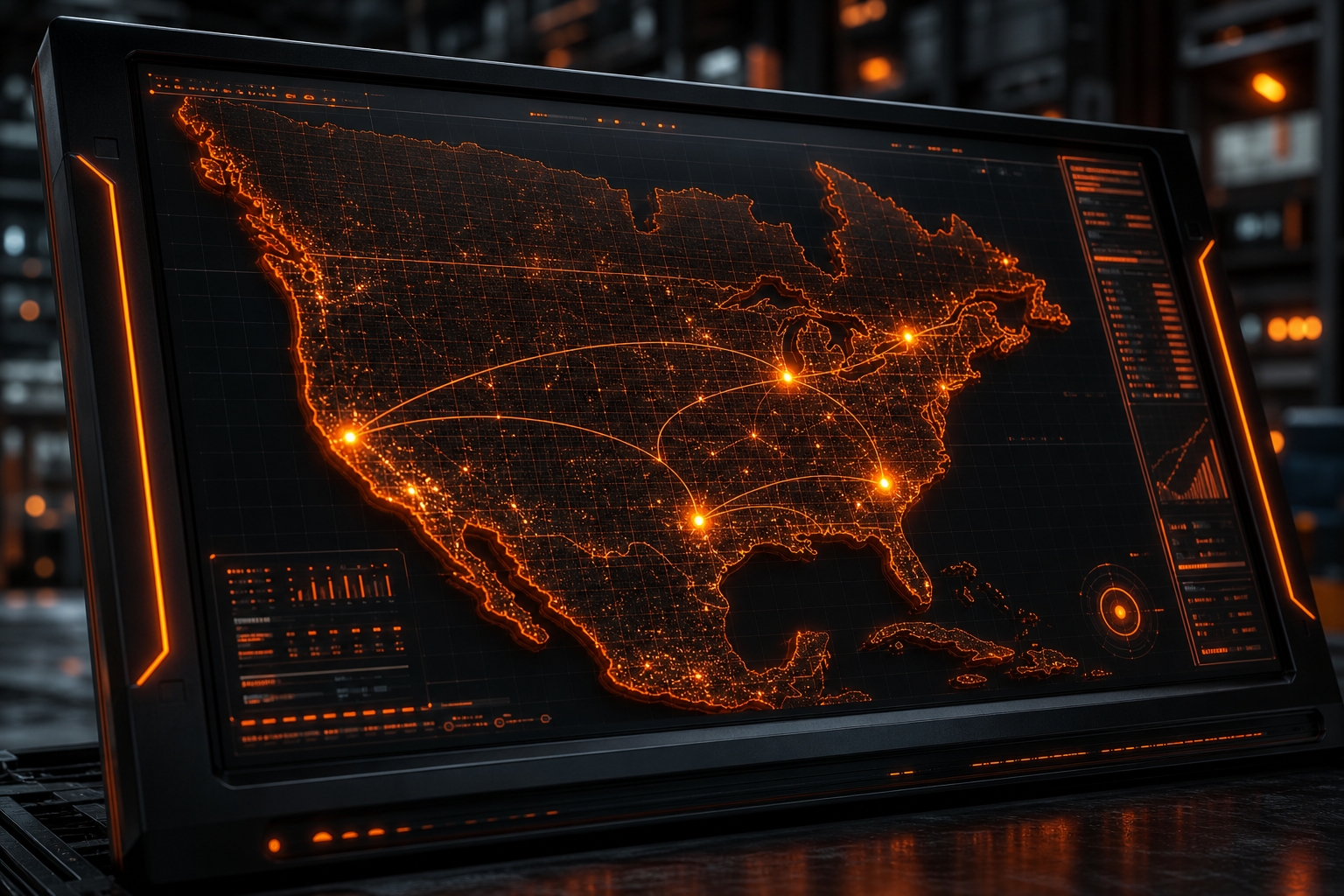 North America coverage map showing returns operations across the United States, Canada, and Mexico